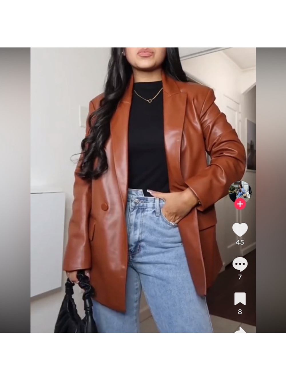 Zara Faux leather Oversized blazer - Picture 4 of 12